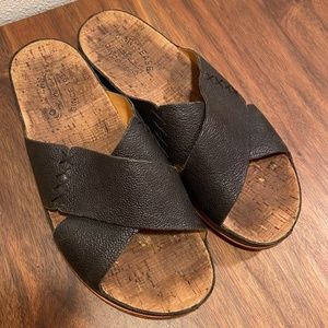 Kork-ease Black Leather Slides